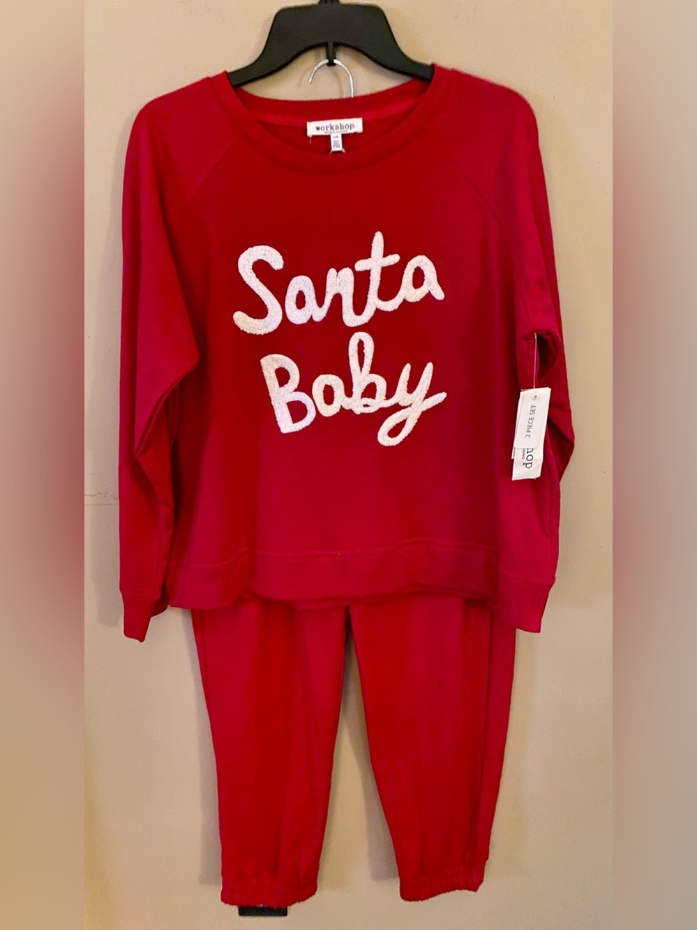 Workshop Republic Clothing Red "Santa Baby" Women’s Sweatsuit